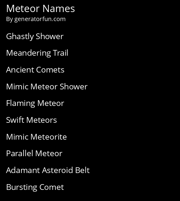 Meteor Names