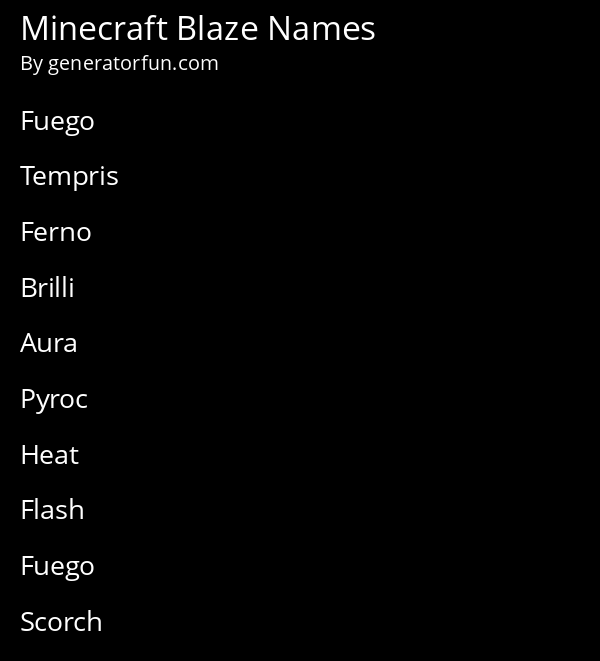 Minecraft Blaze Names