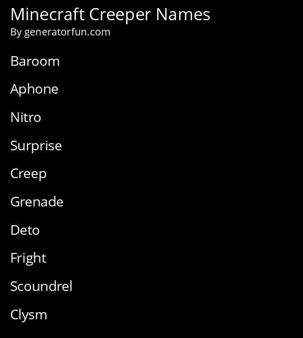Minecraft Creeper Names