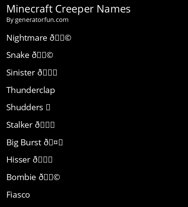 Minecraft Creeper Name Generator Generate A Random Minecraft Creeper Name