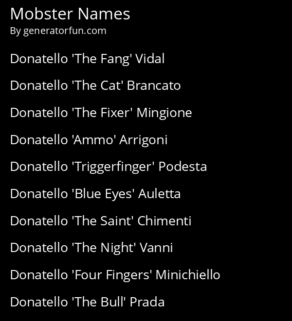 Mobster Names