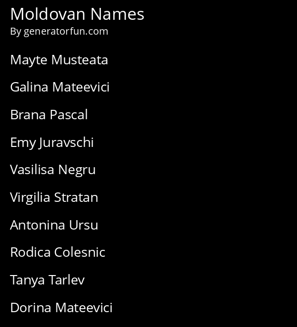 Moldovan Names
