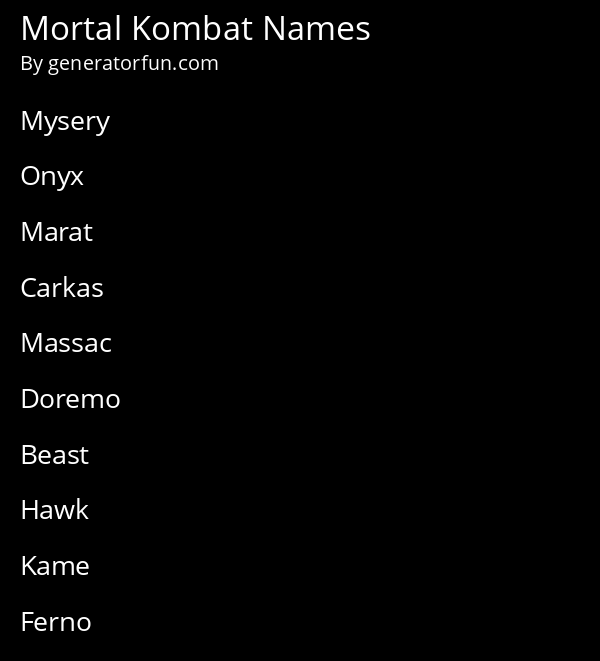 Mortal Kombat Names