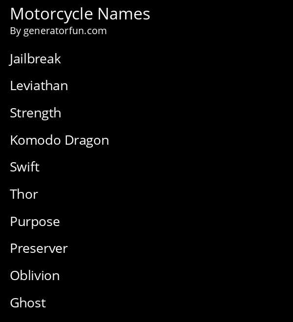 Motorcycle Names