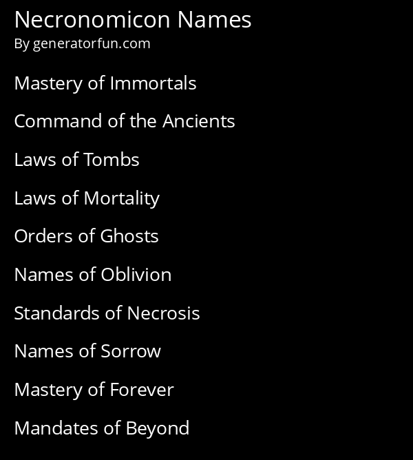 Necronomicon Names