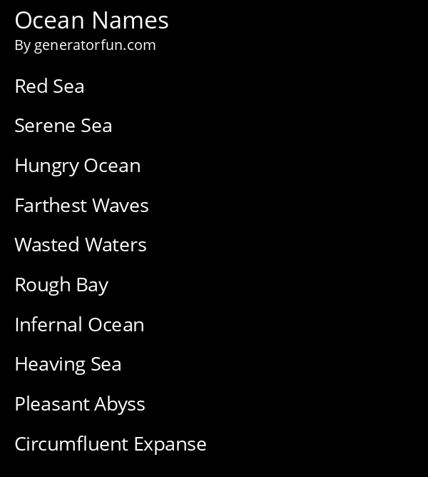 Ocean Names