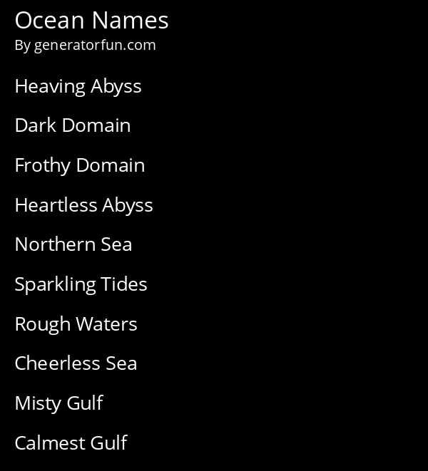 Ocean Names