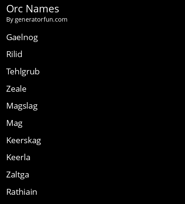 Orc Names