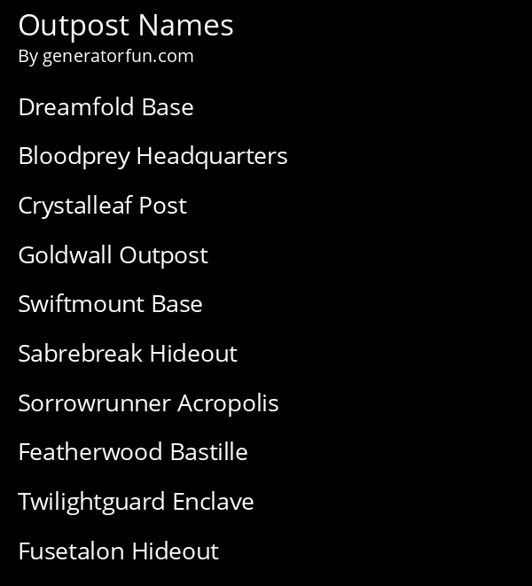 Outpost Names
