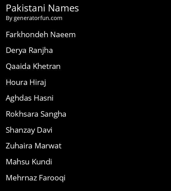 Pakistani Names