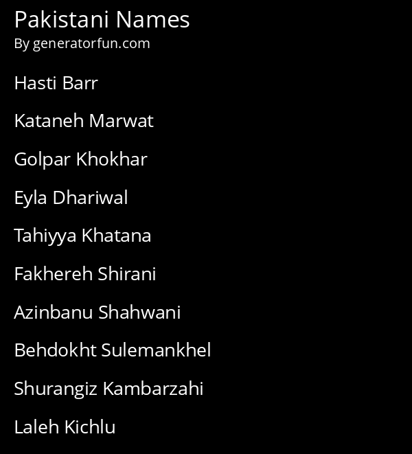 Pakistani Names