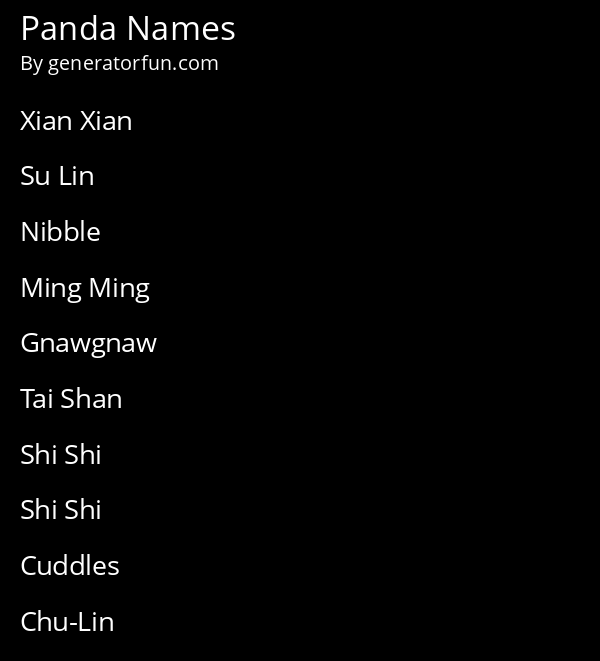 Panda Names