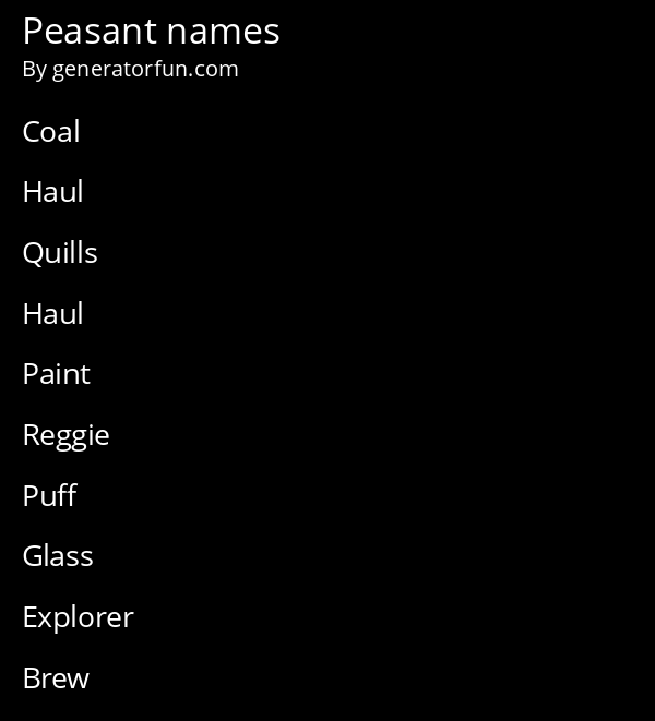 Peasant names