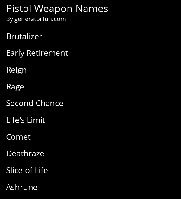 Pistol Weapon Names