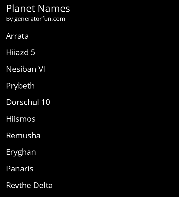 Planet Names