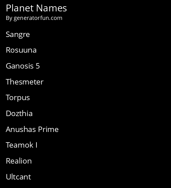 Planet Names
