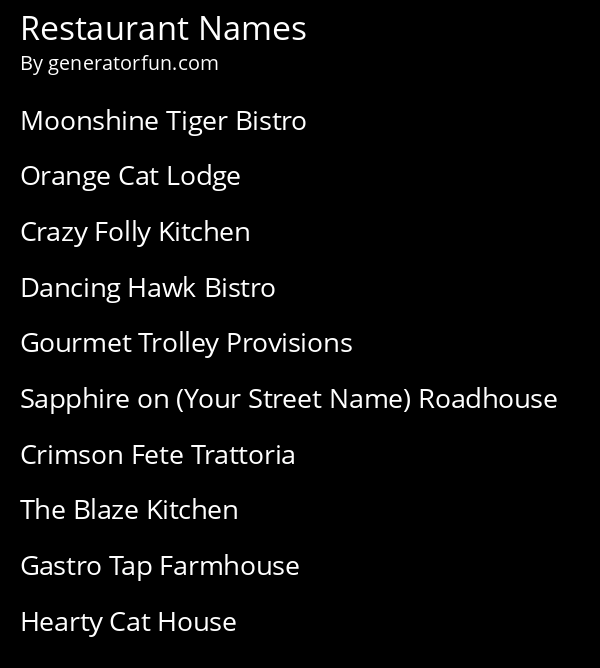 Restaurant Names