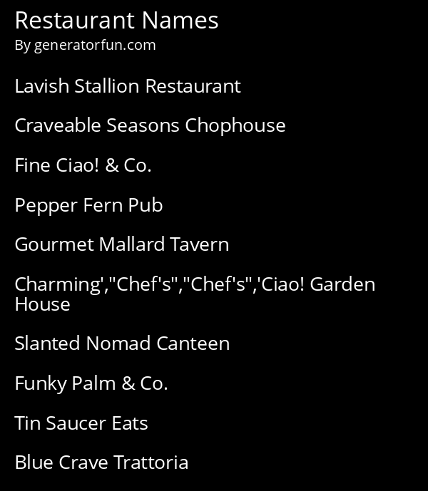 Restaurant Names