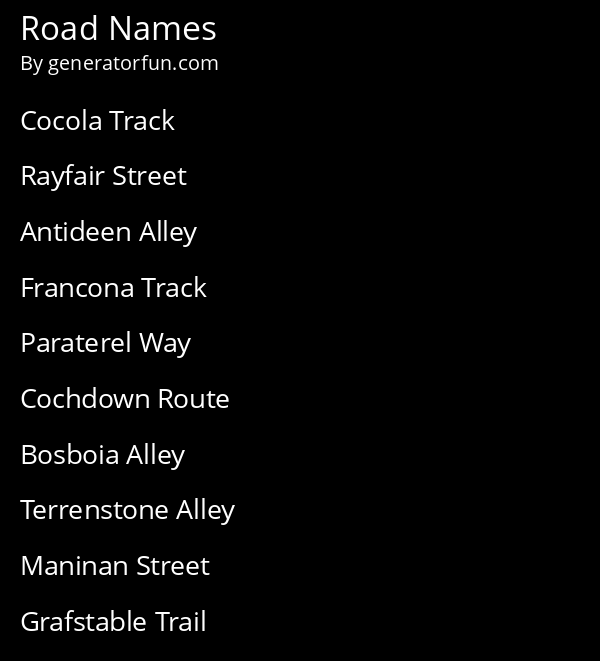 Road Names