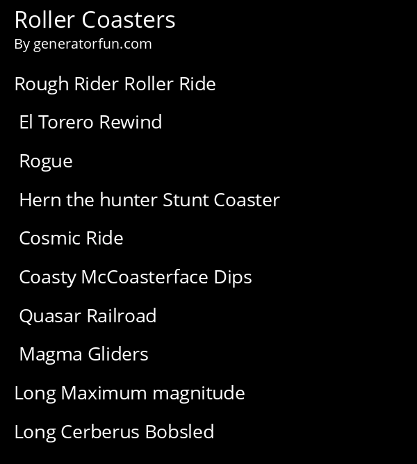 Roller Coaster Names