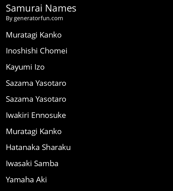 Samurai Names