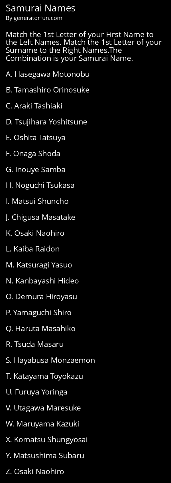 Samurai Names