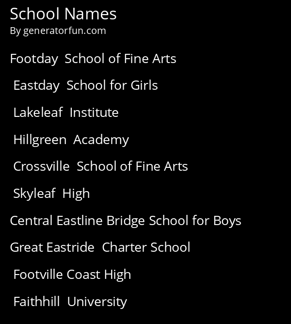 School Name Generator Generate A Random School Name