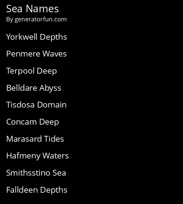 Sea Names