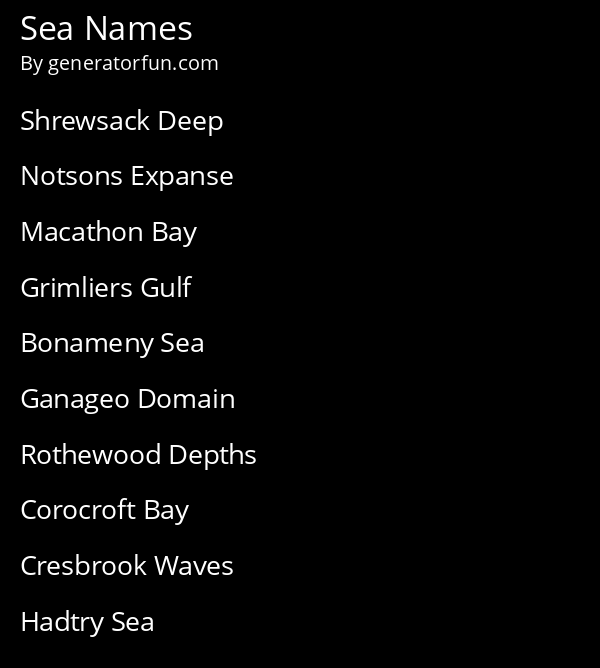 Sea Names