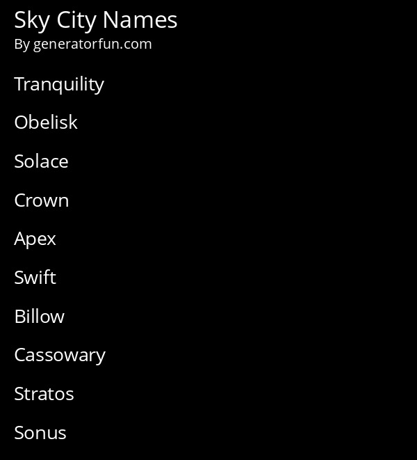 Sky City Names