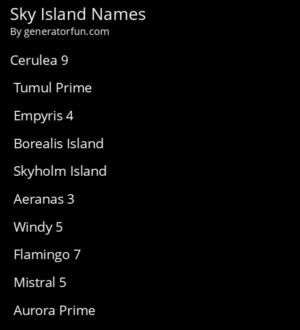 Sky Island Names