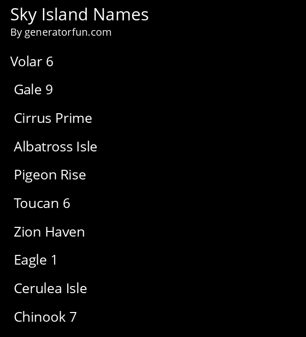 Sky Island Names