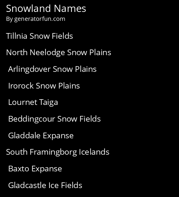 Snowland Names
