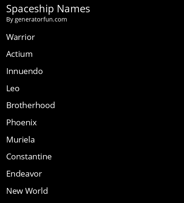 Spaceship Names