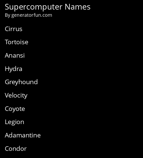 Supercomputer Names
