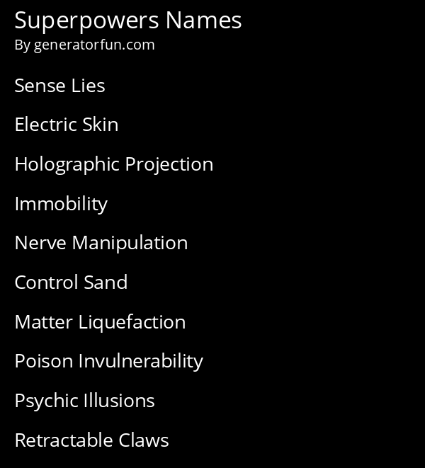 Superpowers Names