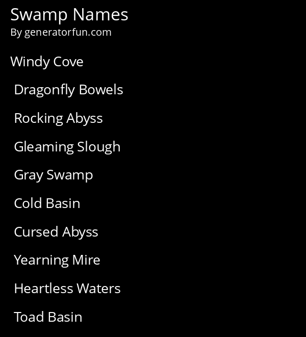 Swamp Names