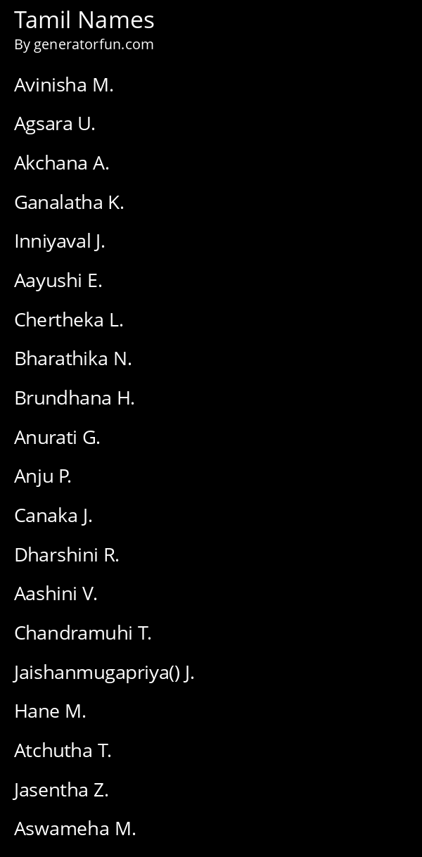 Tamil Names