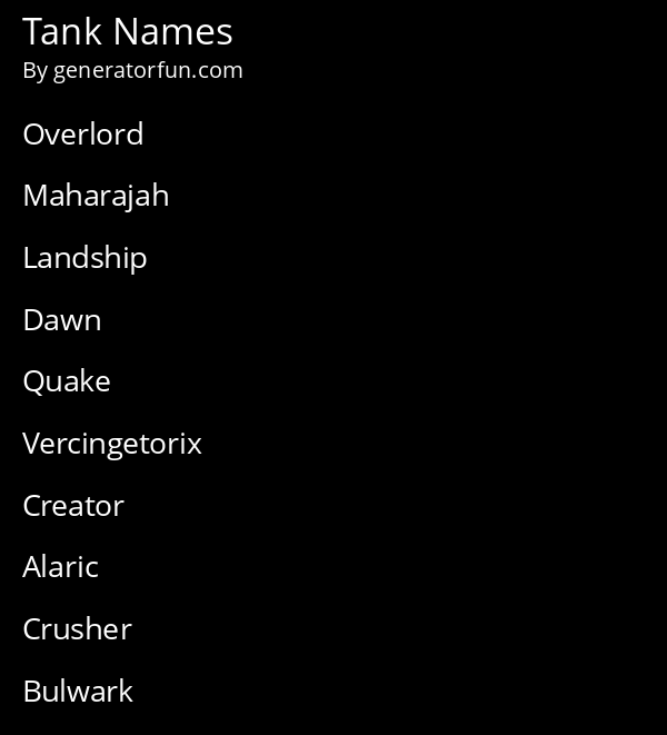 Tank Names