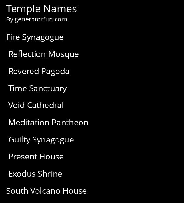 Temple Names