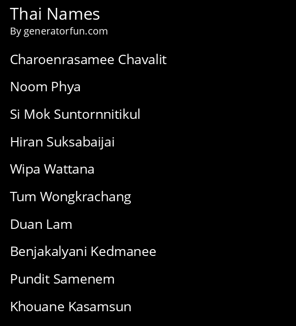 Thai Names