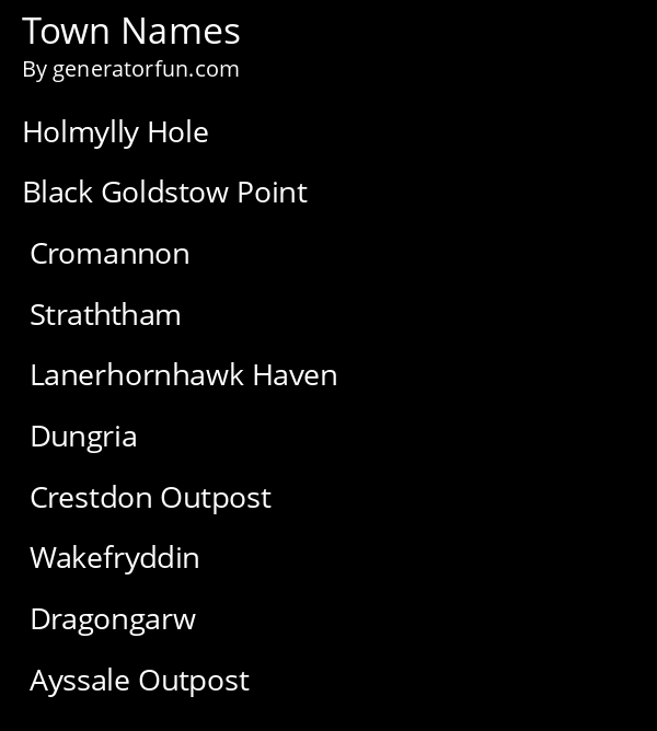 Town Name Generator Generate A Random Town Name
