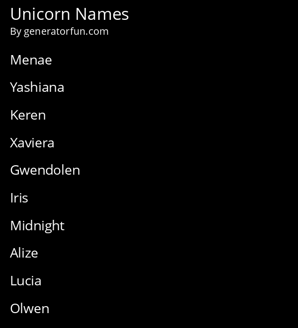 Unicorn Names