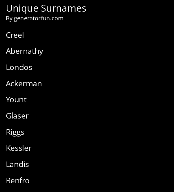 Unique Surnames