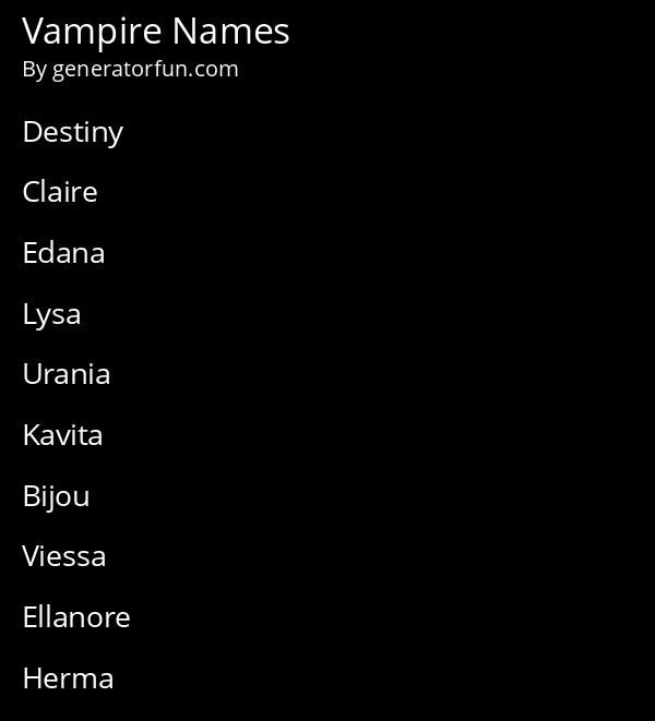 Vampire Names
