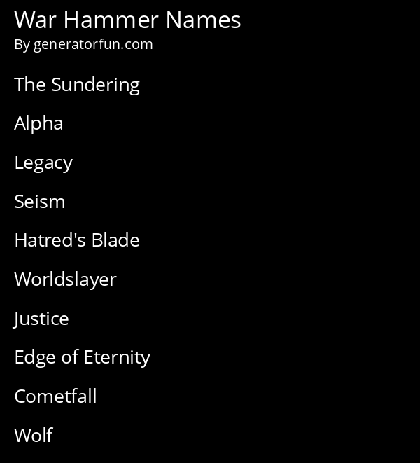 War Hammer Names