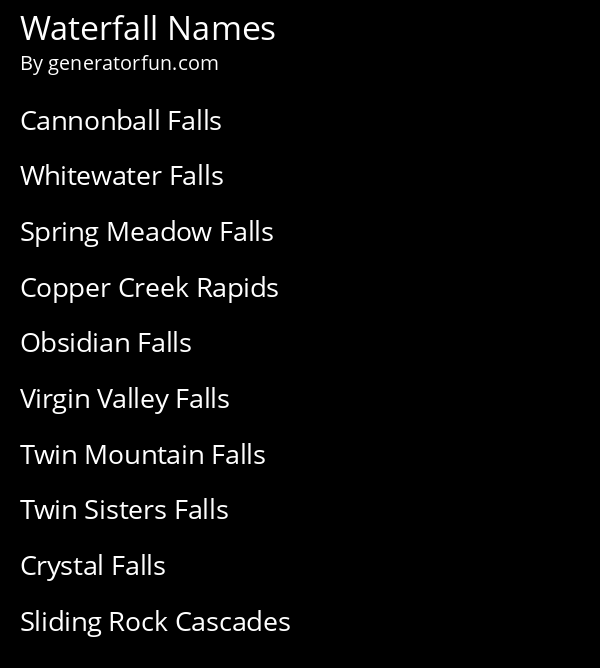 Waterfall Names