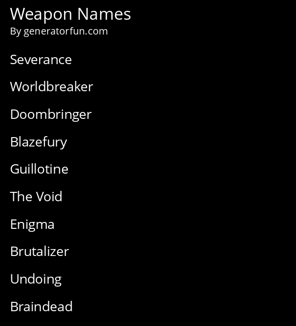 Weapon Names