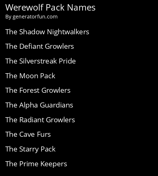 Werewolf Pack Names