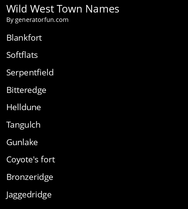Wild West Town Names